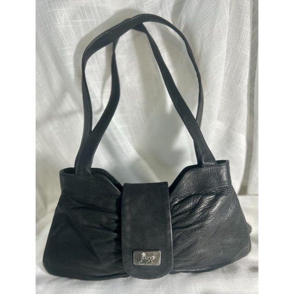 Naty Made In Italy Vera Pelle Black Leather Purse Small - Picture 8 of 15